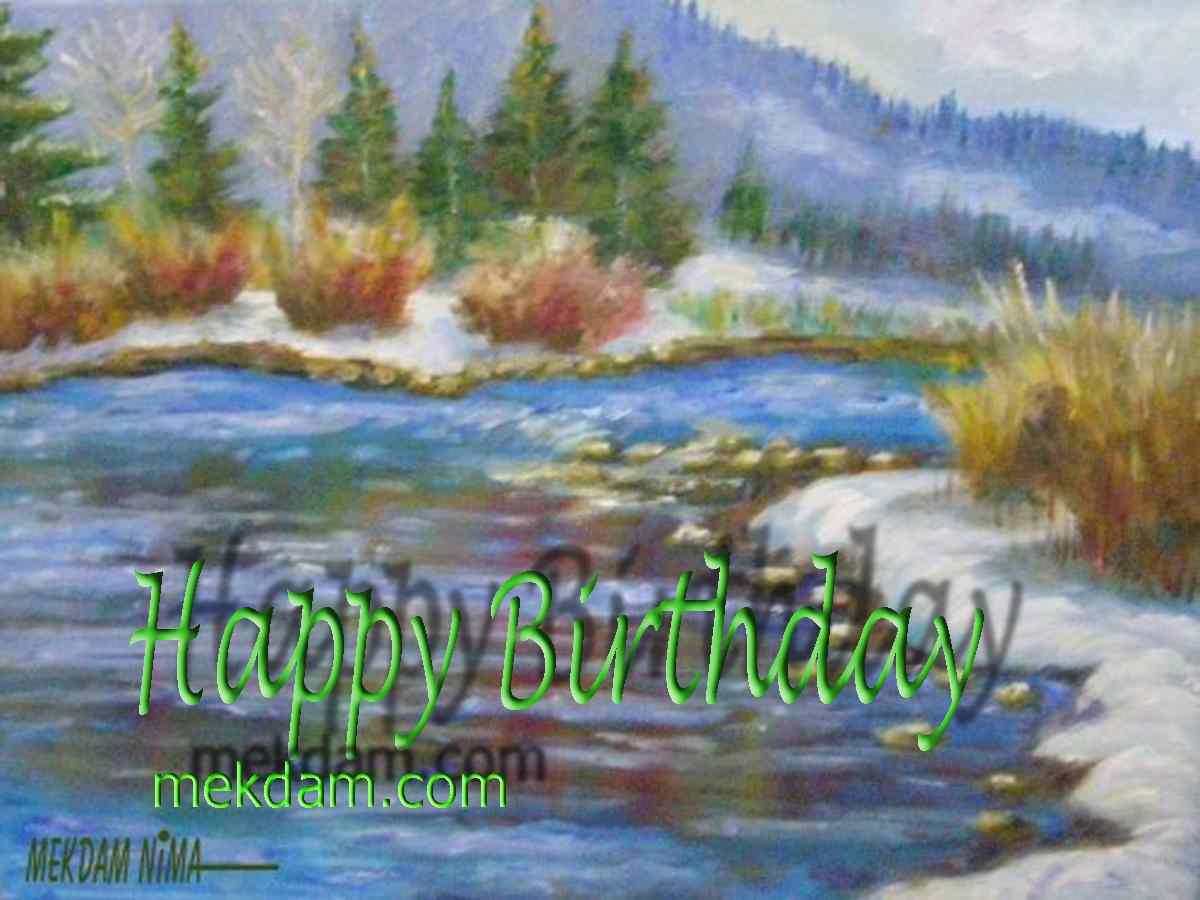 E-Card - Happy Birthday - Snowy Landscap