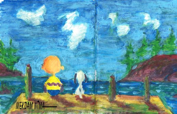 Oil Painting On Canvas - Charlie Brown & Snoopy